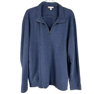 Calvin Klein Jeans Mens XL Blue 1/4 Zip Pullover Sweatshirt Minimalist Dad Wear